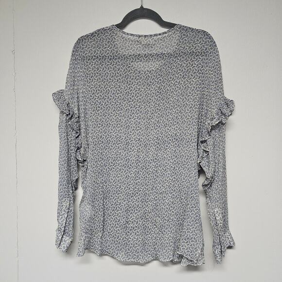 AG Adriano Goldschmied Silk Blend Feminine Ruffled Work Office Blouse Size Large - Picture 4 of 5